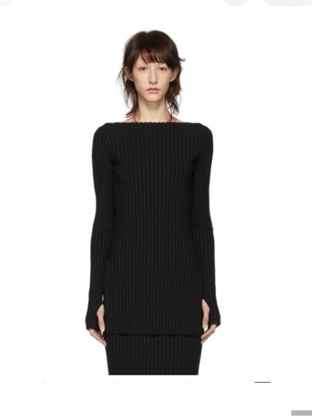Totême Black Ribbed Orville Knit Top